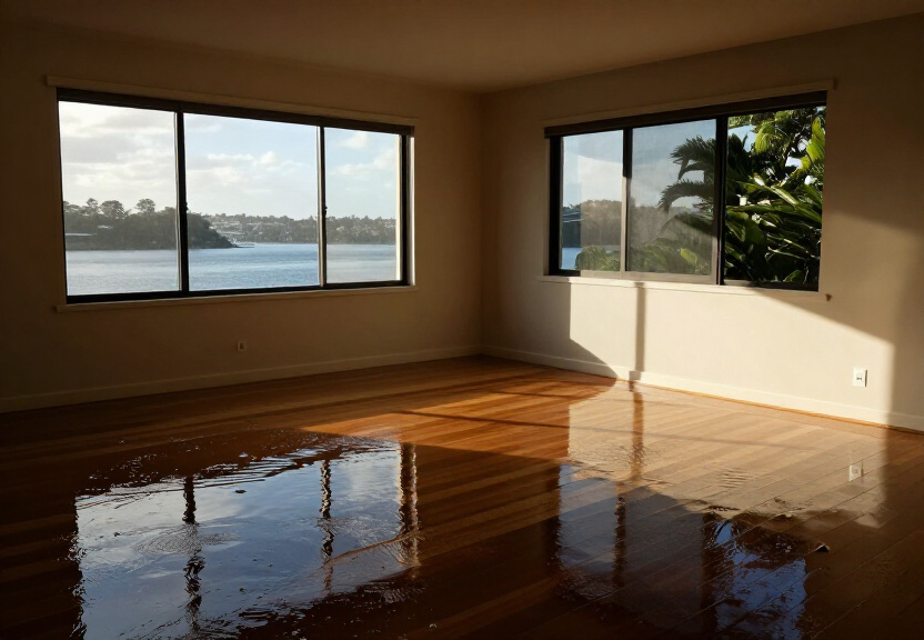 Water-damaged wall in a Hurstville apartment with peeling paint